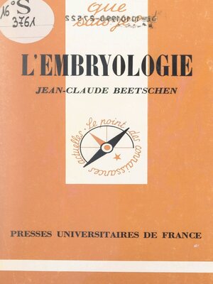 cover image of L'embryologie